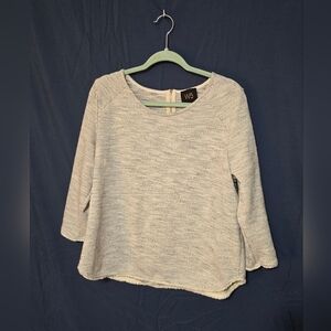 Anthropologie W5 Heather Gray Exposed Zipper Back Fringe Pullover - Size L